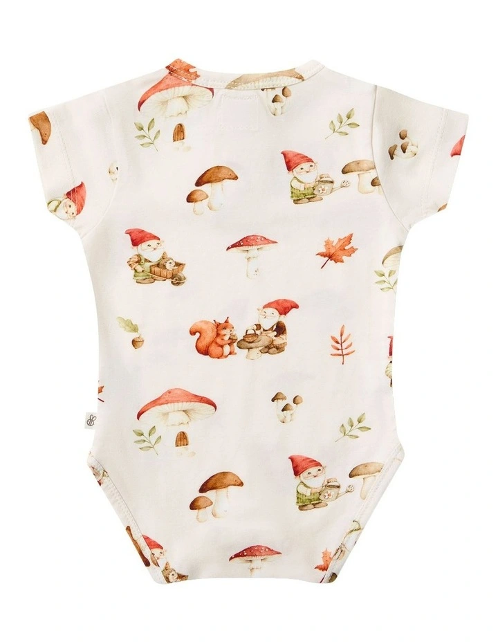 Gnomes Short Sleeve Organic Bodysuit in Cream image 2
