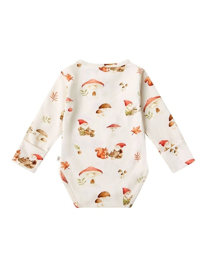 Gnomes Long Sleeve Organic Bodysuit in Cream image 2