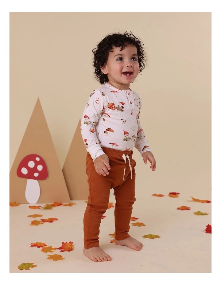 Gnomes Long Sleeve Organic Bodysuit in Cream image 3