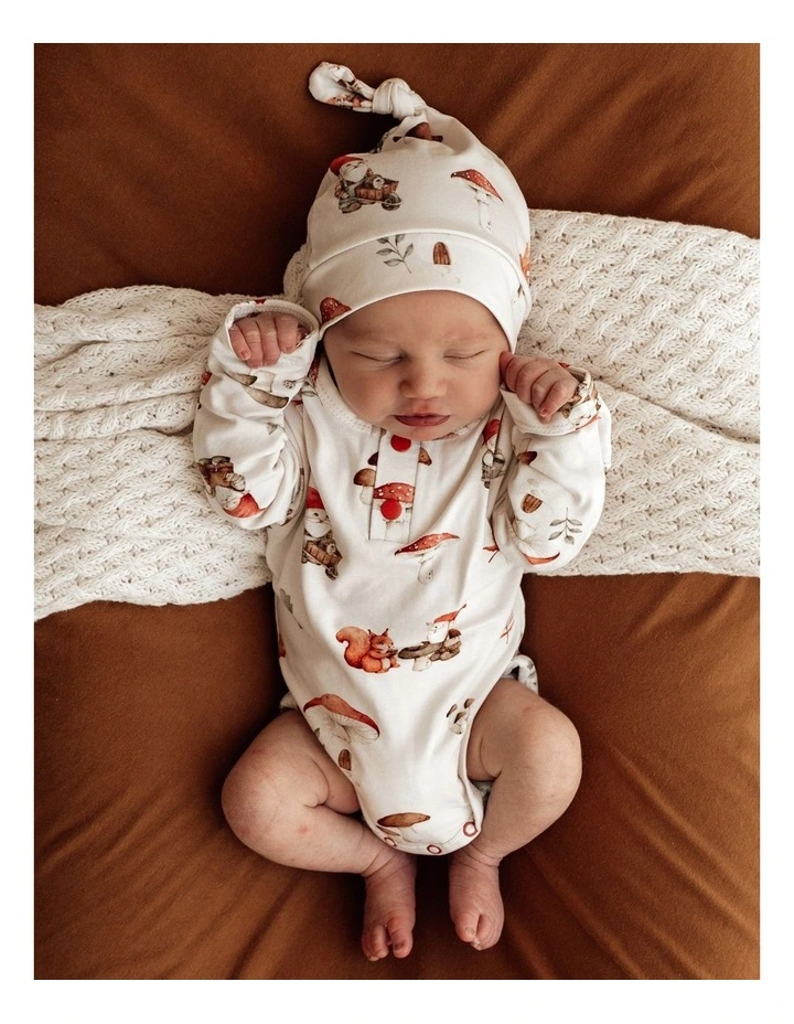 Gnomes Long Sleeve Organic Bodysuit in Cream image 4