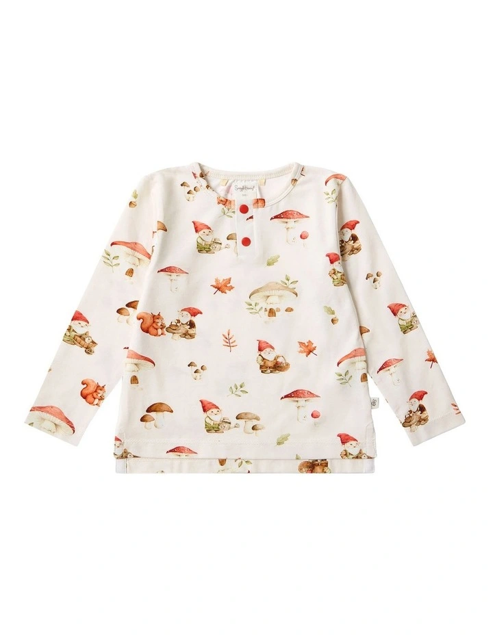 Gnomes Organic Long Sleeve Top in Cream image 1