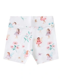 Fairy Garden Organic Bike Shorts in White