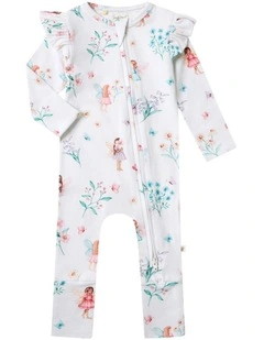 Fairy Garden Organic Snugglesuit Convertible Romper in White