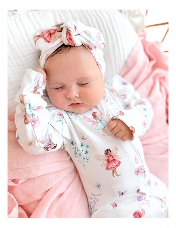 Fairy Garden Organic Snugglesuit Convertible Romper in White image 3