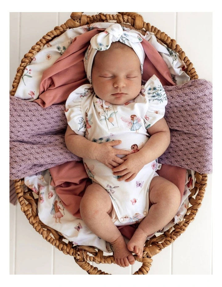 Fairy Garden Short Sleeve Organic Bodysuit With Frill in White image 5