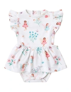 Fairy Garden Short Sleeve Organic Dress in White