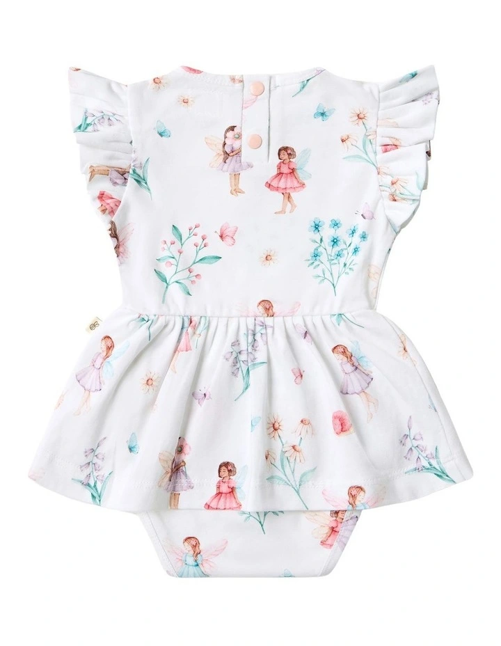 Fairy Garden Short Sleeve Organic Dress in White image 2