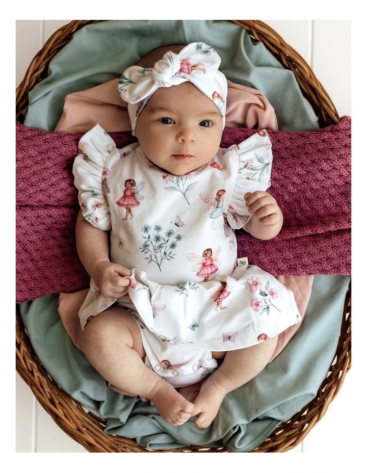 Fairy Garden Short Sleeve Organic Dress in White image 5