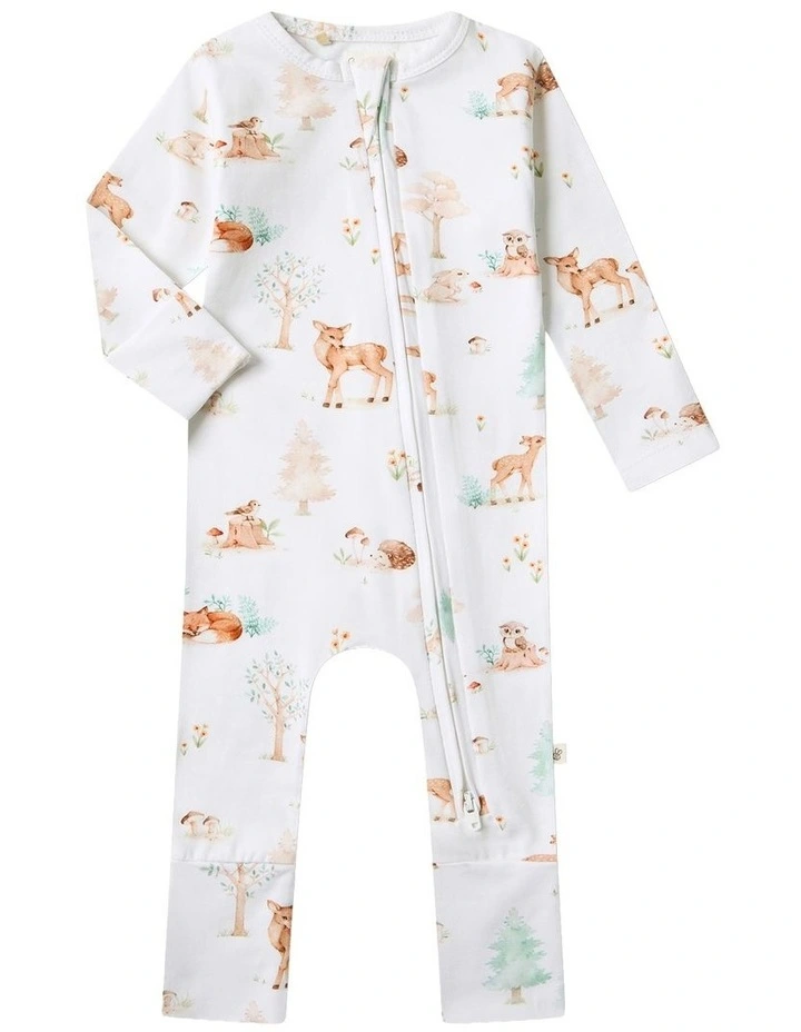 Woodland Tales Organic Snugglesuit Convertible Romper in White image 1