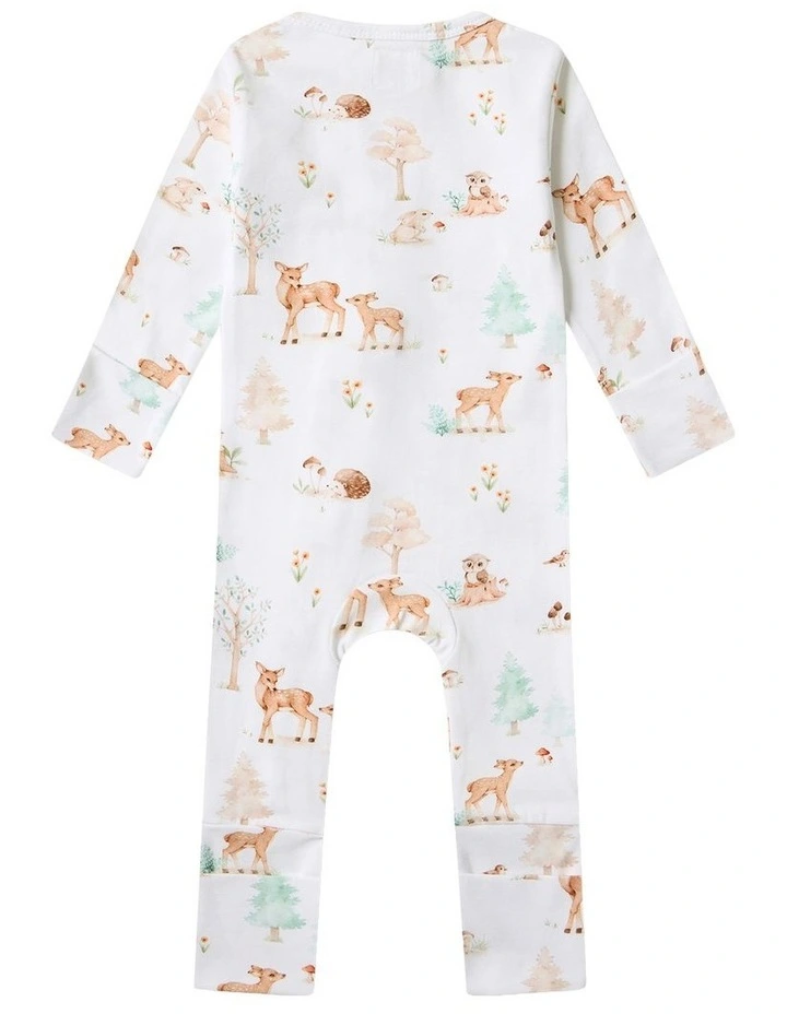 Woodland Tales Organic Snugglesuit Convertible Romper in White image 2