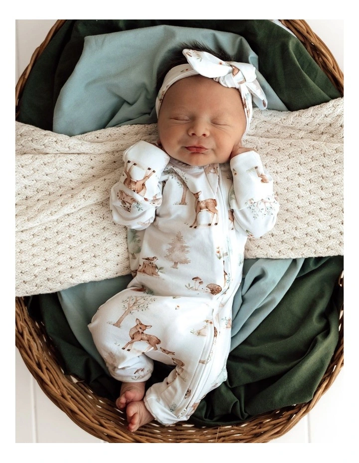 Woodland Tales Organic Snugglesuit Convertible Romper in White image 4