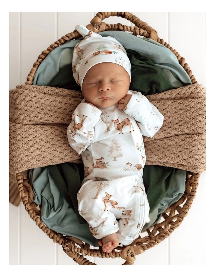 Woodland Tales Organic Snugglesuit Convertible Romper in White image 5