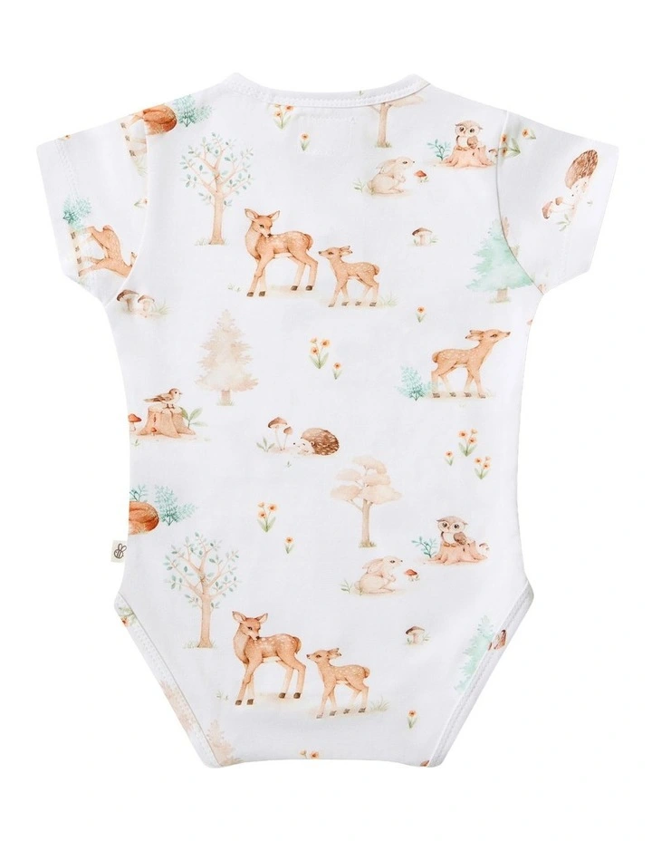 Woodland Tales Short Sleeve Organic Bodysuit in White image 2