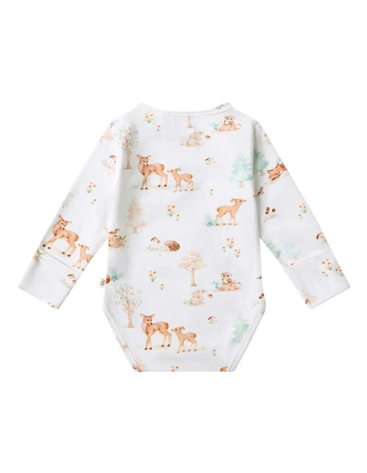 Woodland Tales Long Sleeve Organic Bodysuit in White image 2