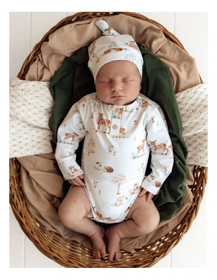 Woodland Tales Long Sleeve Organic Bodysuit in White image 3