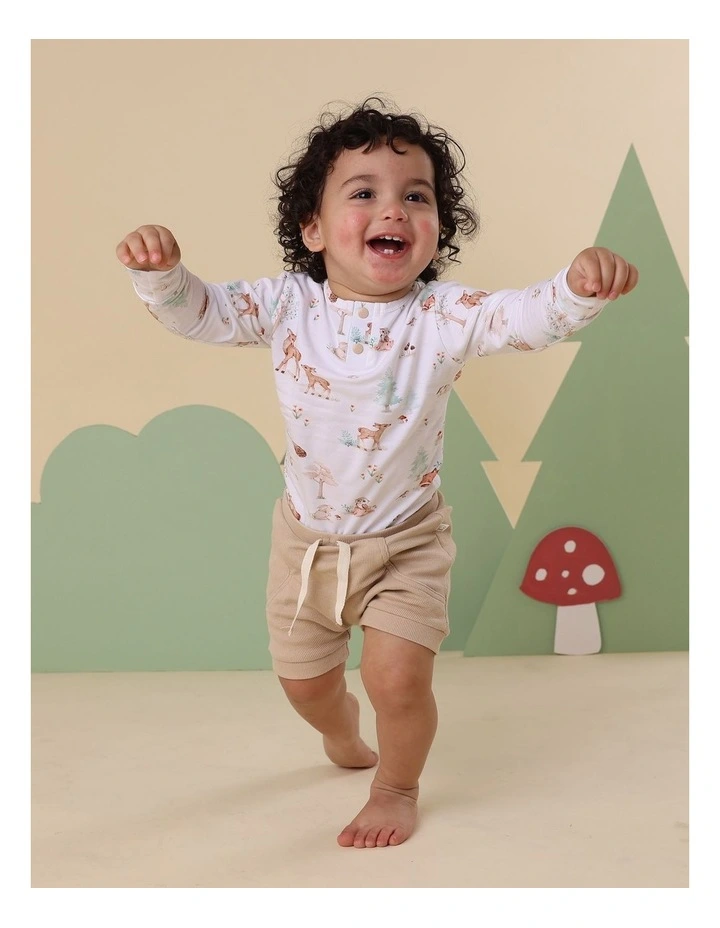 Woodland Tales Long Sleeve Organic Bodysuit in White image 4