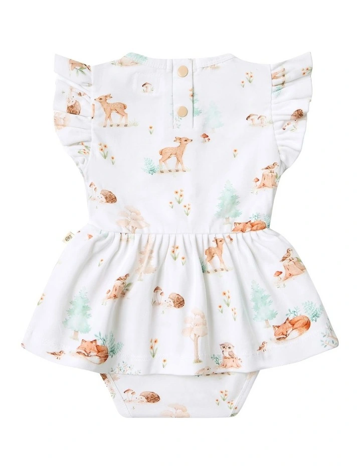 Woodland Tales Short Sleeve Organic Dress in White image 2