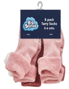 Anti-Slip Terry Socks 8-Pairs in Multi