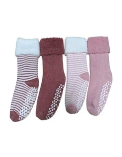 Anti-Slip Terry Socks 8-Pairs in Multi