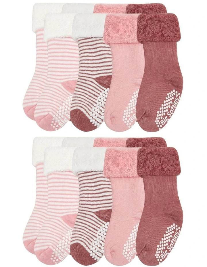 Anti-Slip Terry Socks 8-Pairs in Multi image 3