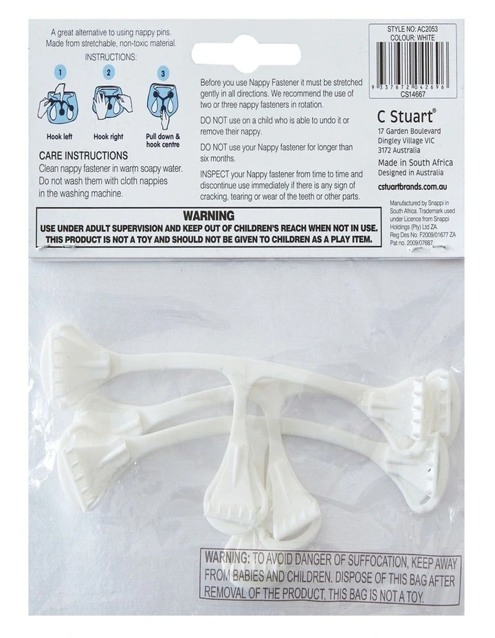 Nappy Fasteners 3 Pack in White image 2