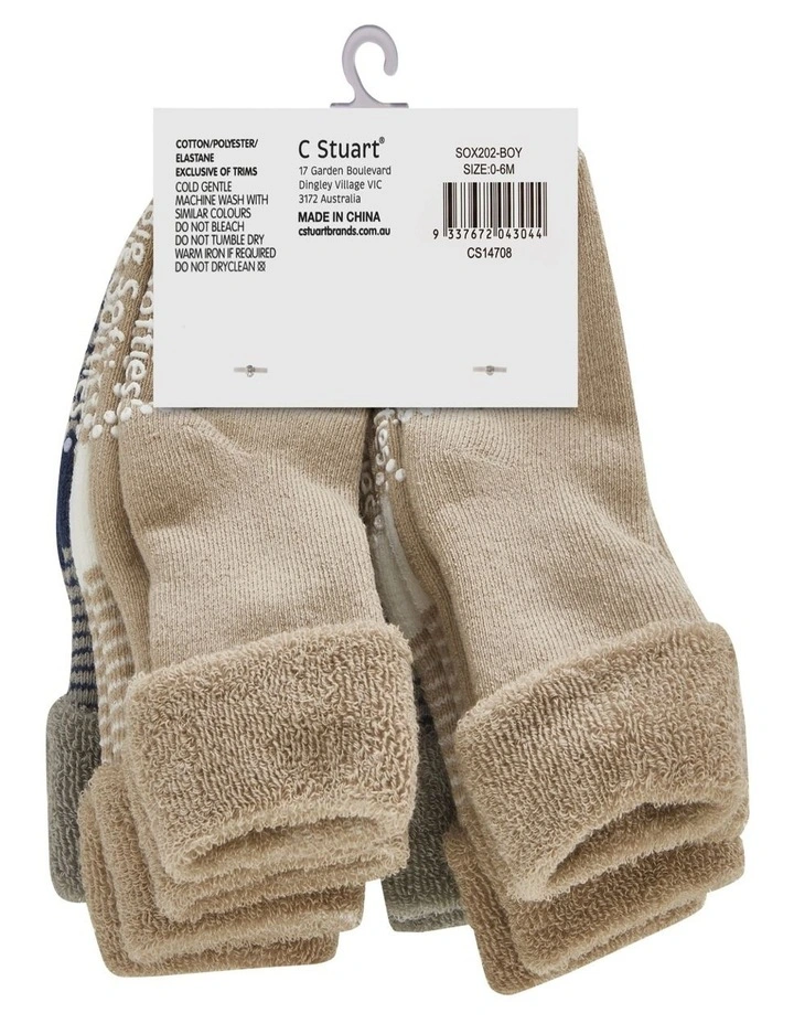 Anti-Slip Terry Socks 8 Pack in Blue image 2