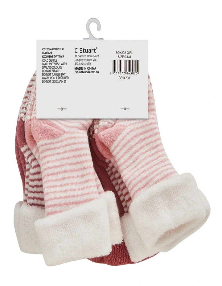 Anti-Slip Terry Socks in 8-Pack in Pink image 2