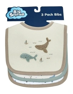 Applique And Printed Bibs 3 Pack in Whale