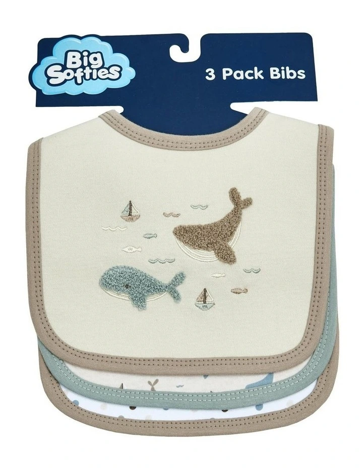 Applique And Printed Bibs 3 Pack in Whale image 1