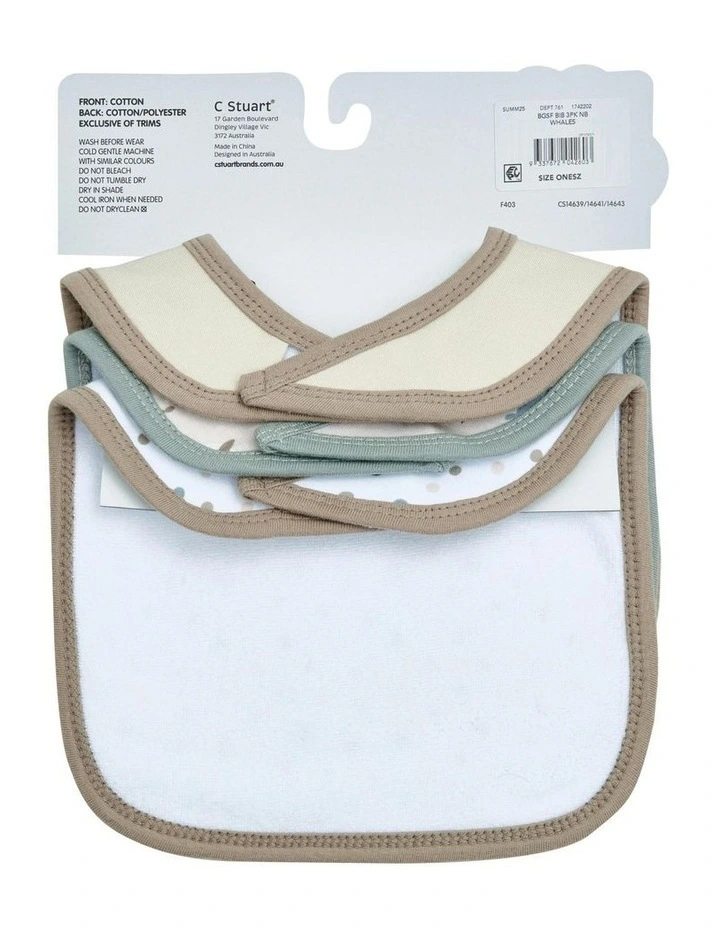 Applique And Printed Bibs 3 Pack in Whale image 5