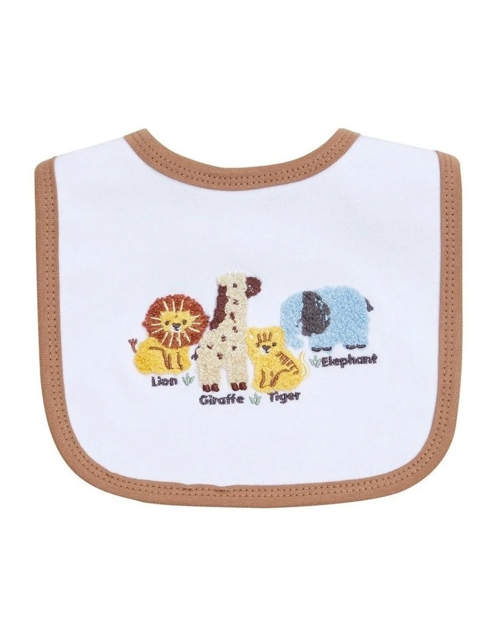 Applique And Printed Bibs 3 Pack in Safari image 2