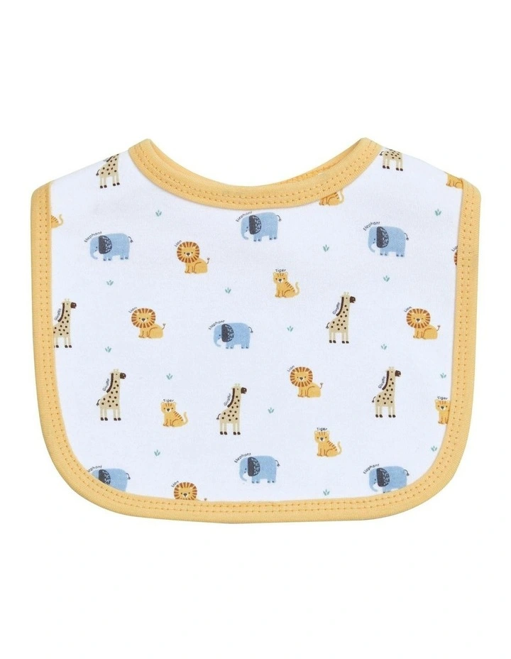 Applique And Printed Bibs 3 Pack in Safari image 3