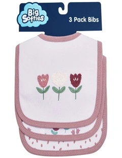 Applique And Printed Bibs 3 Pack in Tulip
