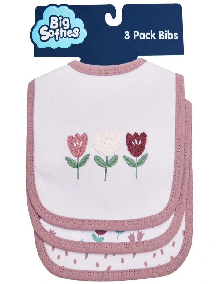 Applique And Printed Bibs 3 Pack in Tulip image 1