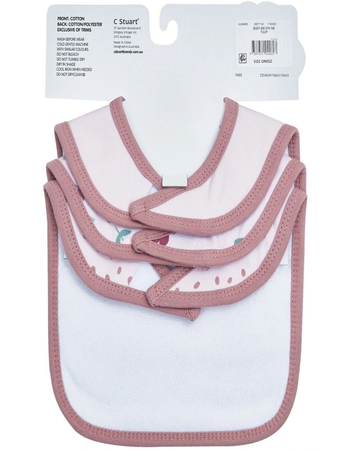 Applique And Printed Bibs 3 Pack in Tulip image 2