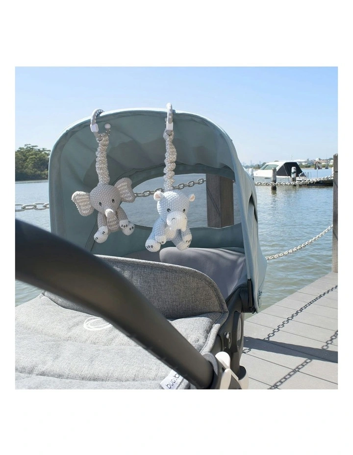 Elephant and Hippo Stroller Toys 2 Pack in Multi image 2