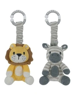 Zebra and Lion Stroller Toys 2 Pack in Multi