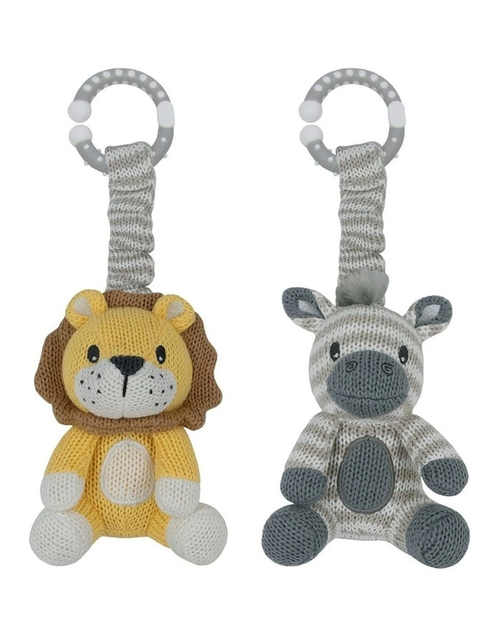 Zebra and Lion Stroller Toys 2 Pack in Multi image 1