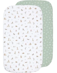 Organic Bedside Sleeper Fitted Sheet 2 Pack in Green