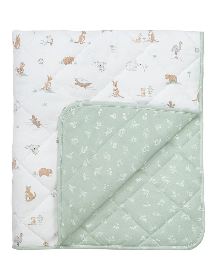 Reversible Quilted Cot Comforter Australiana image 1