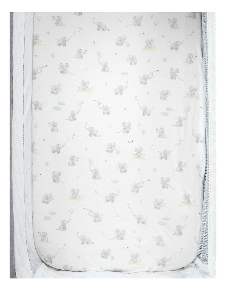 2 Pack Organic Bedside Sleeper Fitted Sheet Elephant Playtime image 4