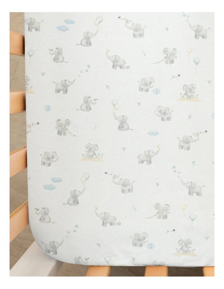 2 Pack Organic Cot Fitted Sheet Elephant Playtime image 4