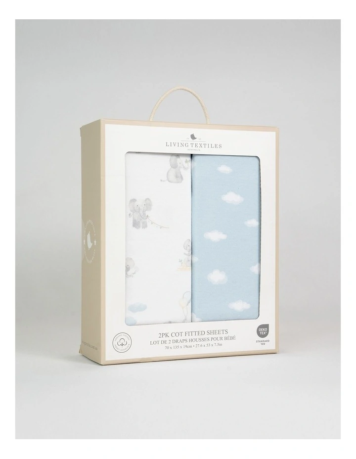 2 Pack Organic Cot Fitted Sheet Elephant Playtime image 6