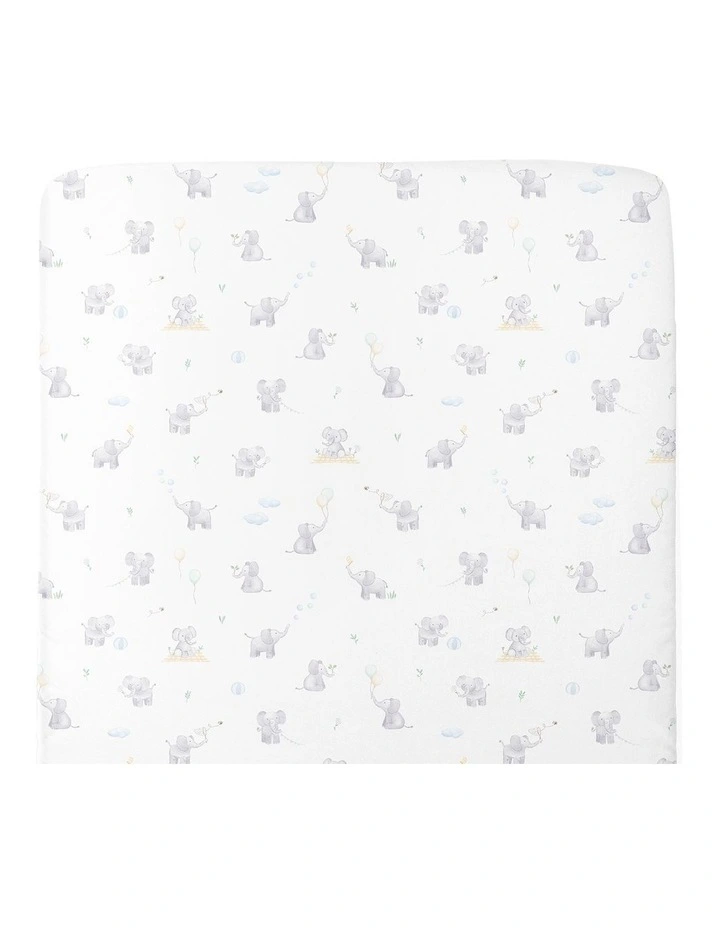 Organic Port-a-Cot Fitted Sheet Elephant Playtime image 1