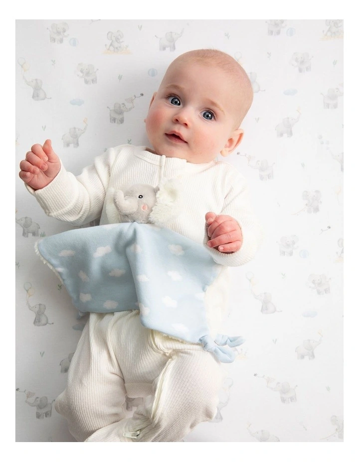 Organic Port-a-Cot Fitted Sheet Elephant Playtime image 3
