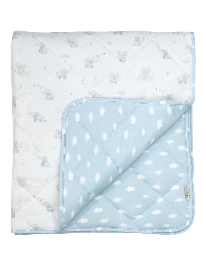 Reversible Quilted Cot Comforter Elephant Playtime image 1