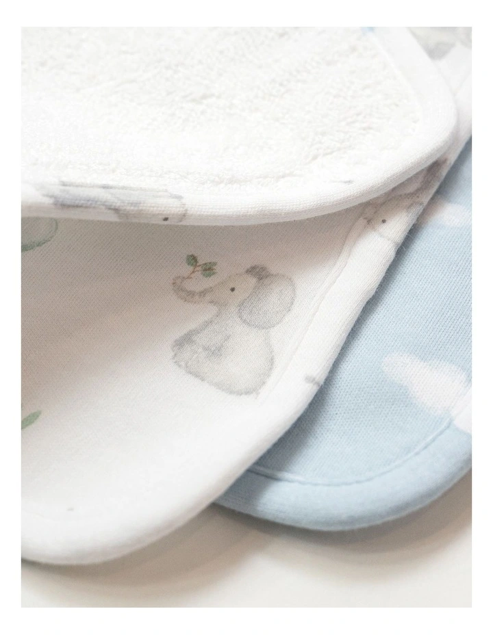 3 Pack Organic Wash Cloths Elephant Playtime image 3