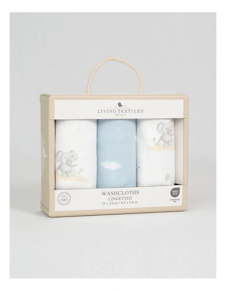 3 Pack Organic Wash Cloths Elephant Playtime image 4