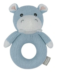 Knitted Henry The Hippo Ring Rattle Toy