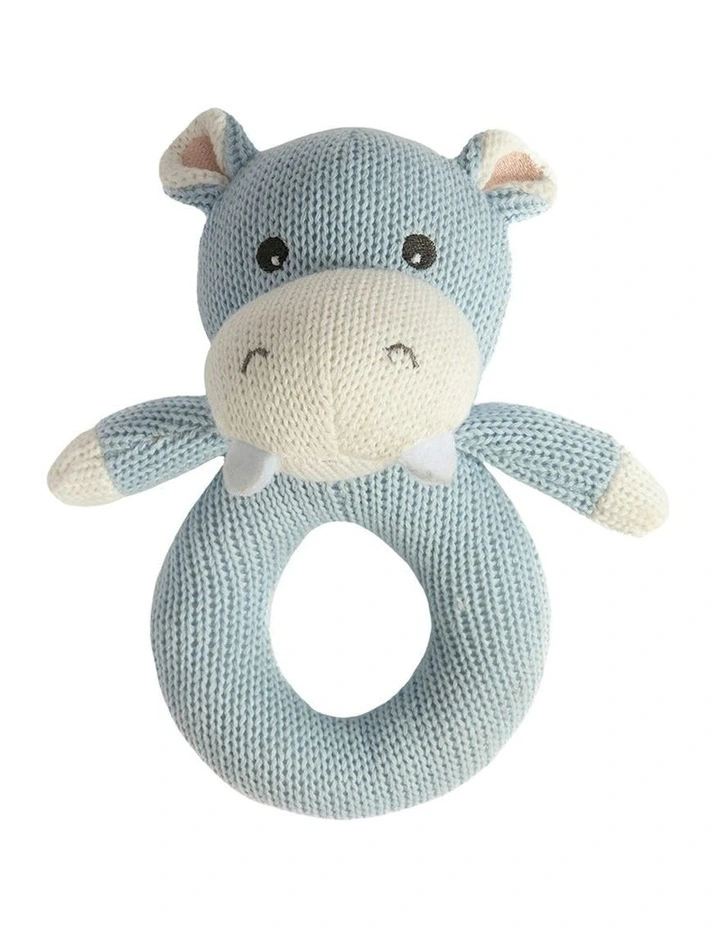 Knitted Henry The Hippo Ring Rattle Toy image 2